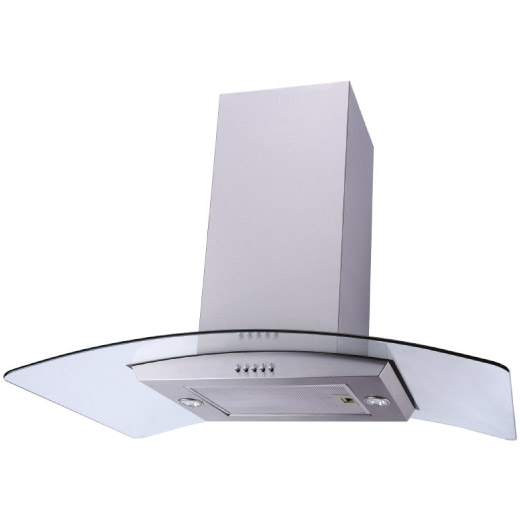 90cm Stainless Steel Curved Glass Island Hood