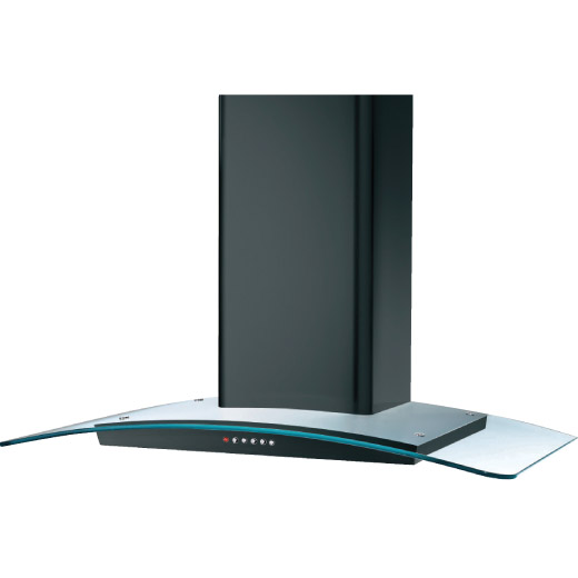 60/cm Black Curved Glass Chimney Hood